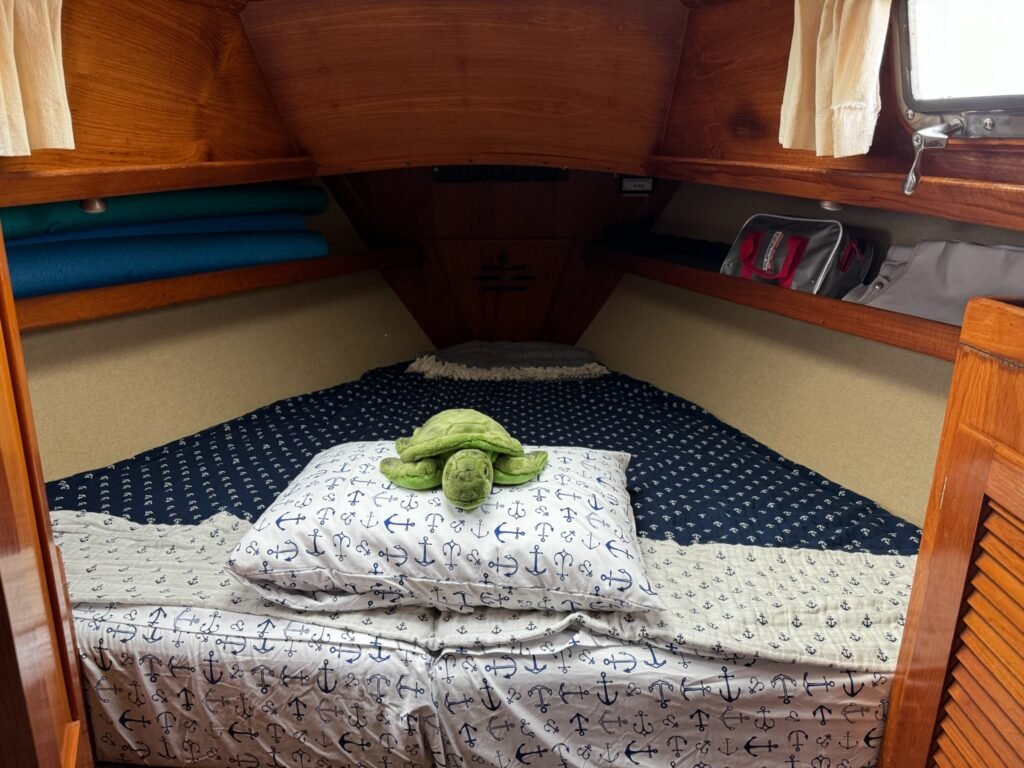 Guest cabin bedroom on sailboat