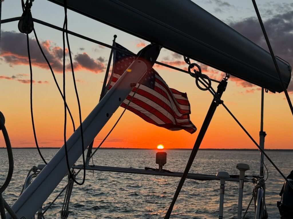 Patriotic sunset, American Flag