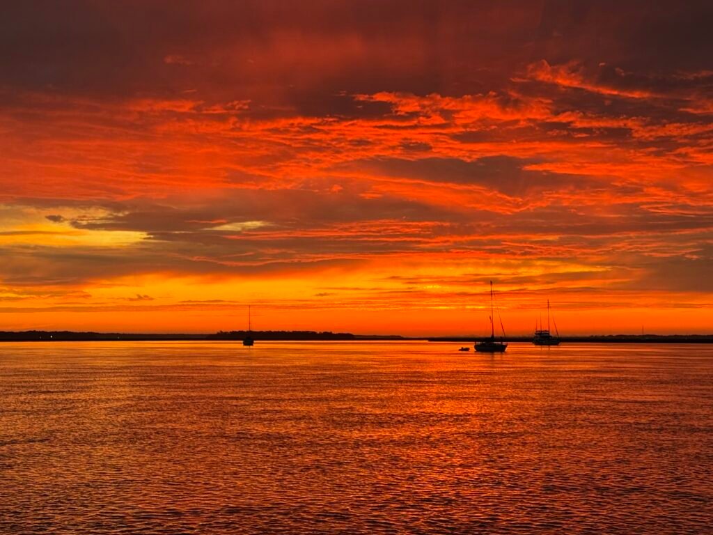 Deep red sunset over Martha's Vineyard